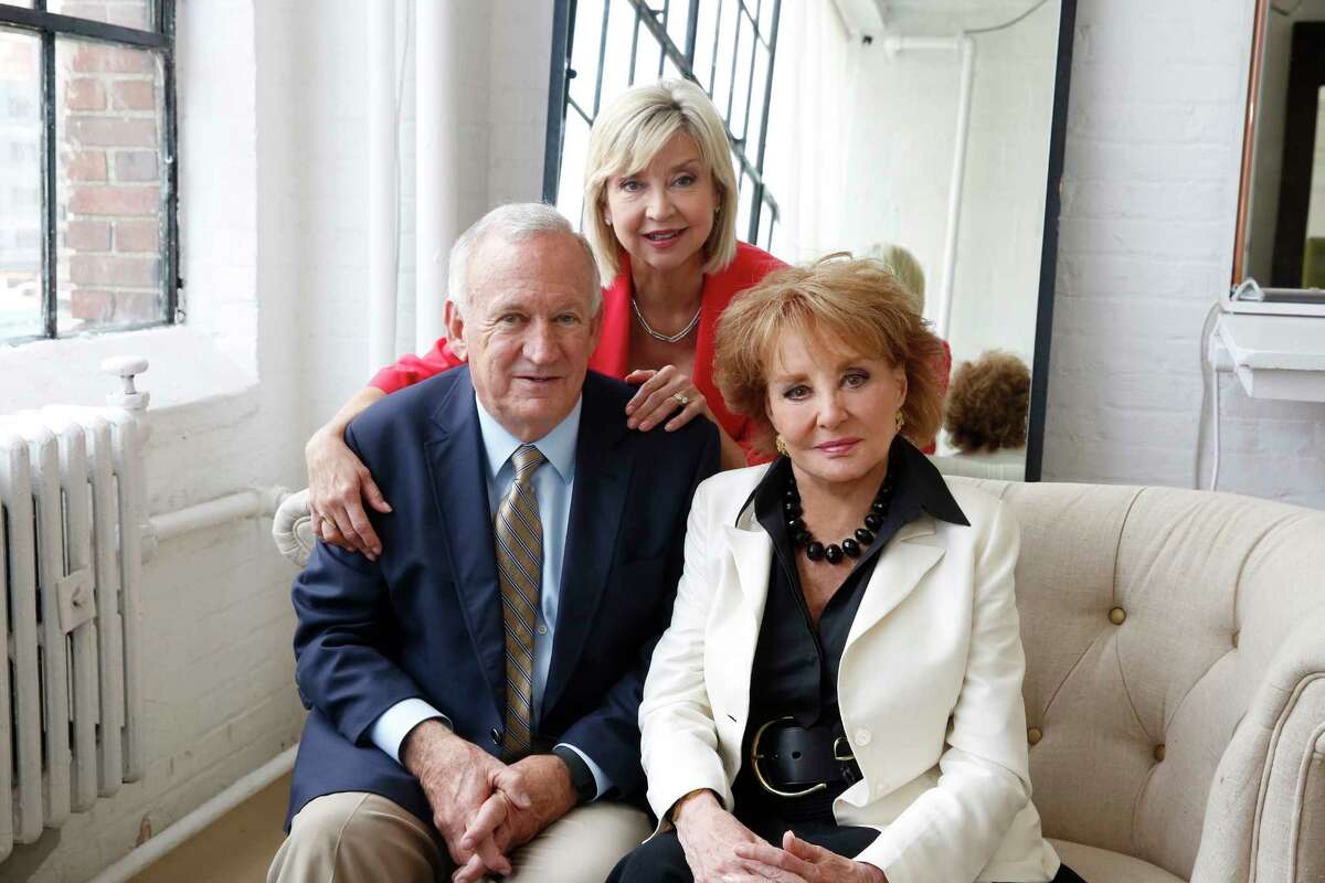 In this image released by ABC, John and Jan Ramsey pose with Barbara Walters, right, for her “American Scandal” series for Discovery. Walters is revisiting some of her biggest news stories for “American Scandals,” a new, 9-episode series that premieres on Investigation Discovery on Monday at 10 p.m. EST.