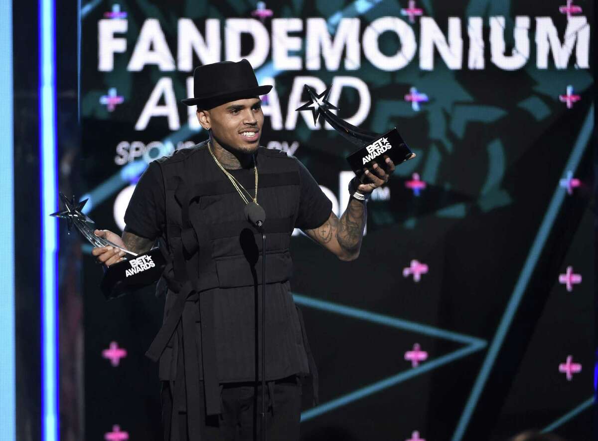 Chris Brown accepts the fandemonium award at the BET Awards at the Microsoft Theater on June 28, 2015 in Los Angeles.