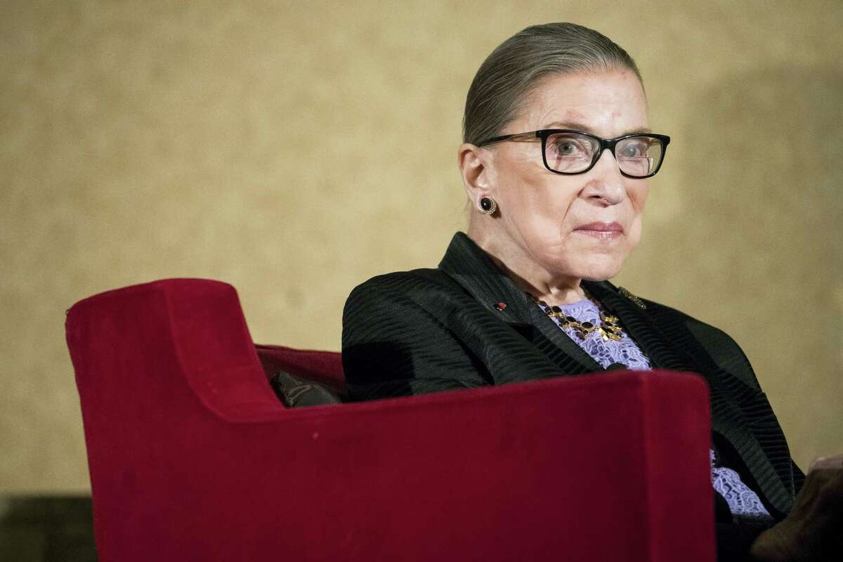 In this Aug. 19, 2016 photo, Supreme Court Justice Ruth Bader Ginsburg speaks in Pojoaque, N.M.