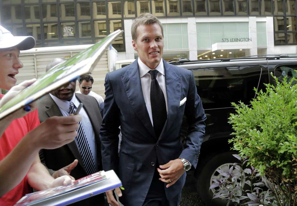 New England Patriots quarterback Tom Brady arrives for his appeal hearing at NFL headquarters in New York on Tuesday.