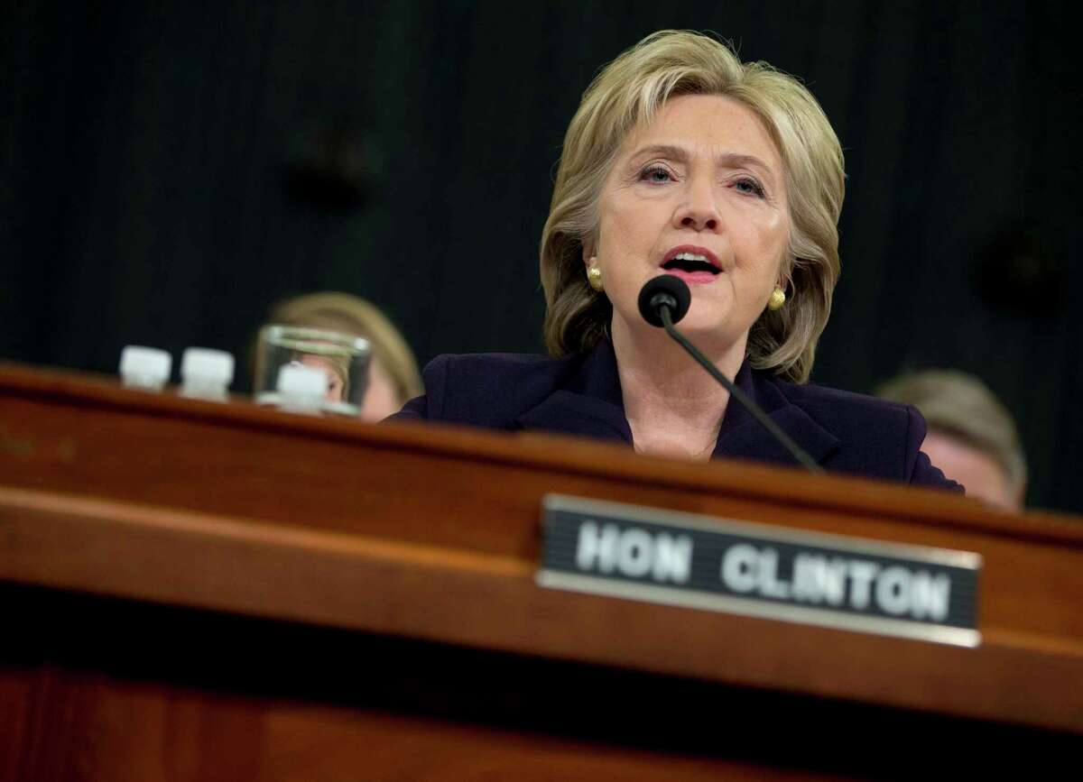 Democratic presidential candidate, former Secretary of State Hillary Rodham Clinton testifies on Capitol Hill in Washington on Oct. 22, 2015 before the House Benghazi Committee.
