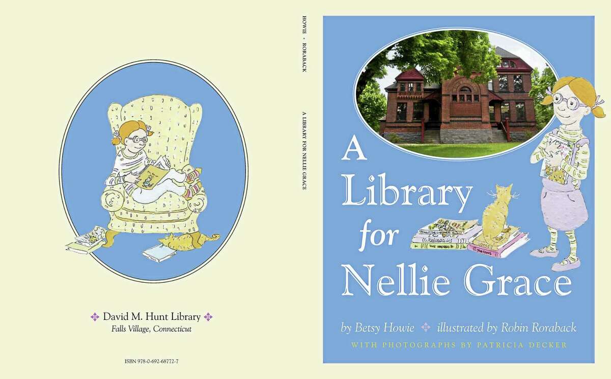 The inside pages of the children's book, A Library for Nellie Grace.