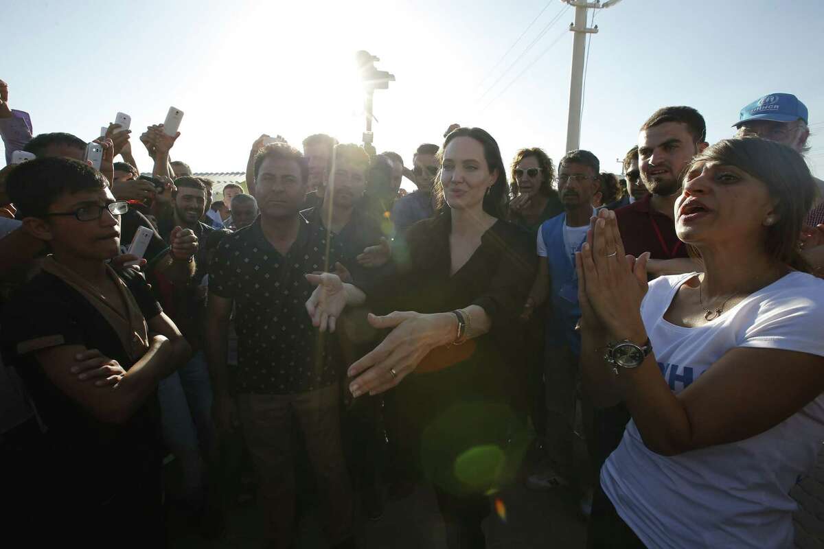 Acress Angelina Jolie, special envoy for the ONU commission for refugees, makes a visit Saturday to the refugee camp of Mardin, Turkey.