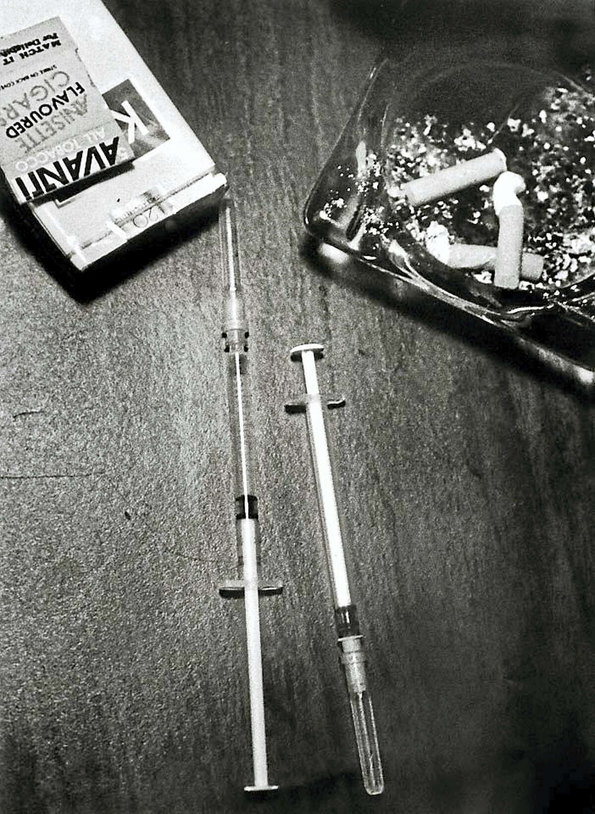 Syringes that will inject a mixture of heroin and cocaine, a.k.a., speedball, into a drug addict’s veins.