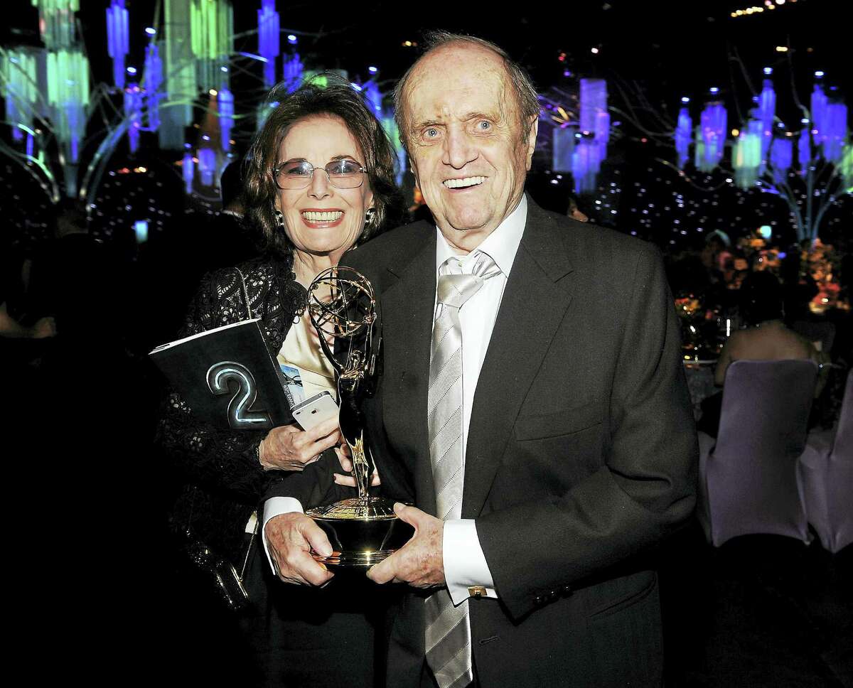 From left, Ginnie Newhart and Bob Newhart with his Emmy in 2013.