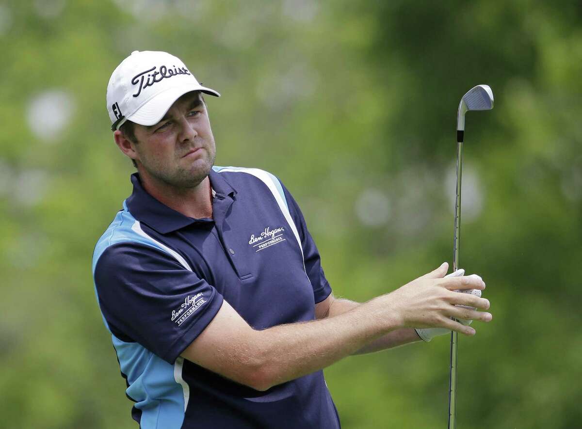 Marc Leishman tees off on the third hole during the final round of the Memorial on June 7 in Dublin, Ohio.