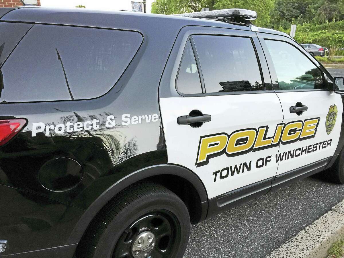 A Winchester police vehicle, as seen outside of the station.