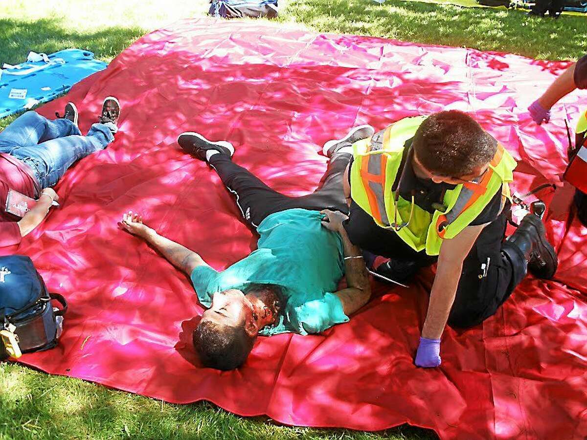 The Connecticut Division of Emergency Management and Homeland Security Region 5 held a disaster triage training drill for area hospitals and first responders at East School in Torrington on Saturday.