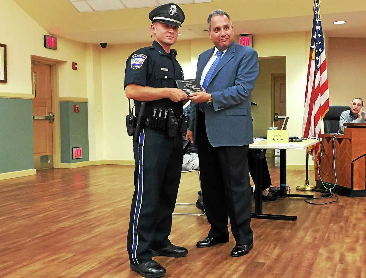 Officer Brandon Kelly was recognized as the Torrington Police Department Officer of the Month for July 2015 at the most recent meeting of the Board of Public Safety.