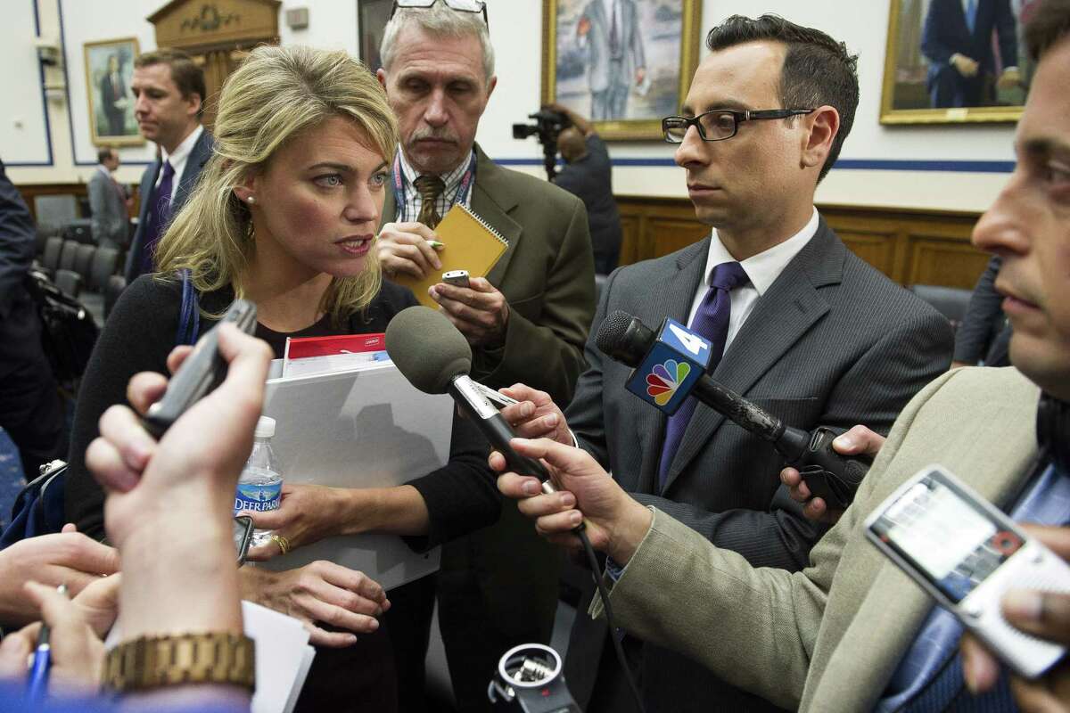 cting Federal Railroad Administrator Sarah Feinberg speaks with reporters on Capitol Hill in Washington, Tuesday, June 2, 2015, following her testimony before the House Transportation and Infrastructure Committee oversight hearing of the Amtrak train derailment in Philadelphia.