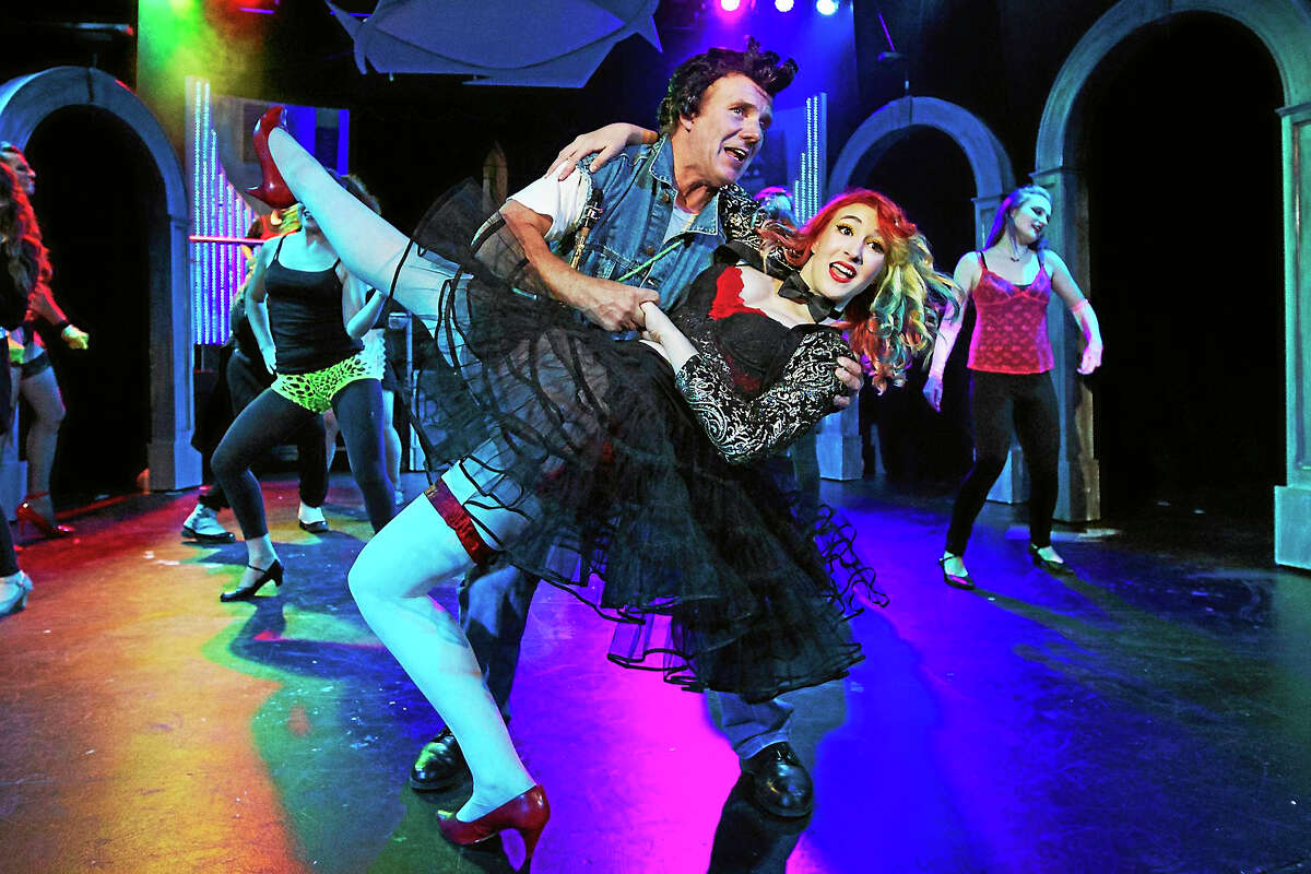 Shawn Brown as Eddie and Jerusha Wright as Columbia in a dance number in The Rocky Horror Show.