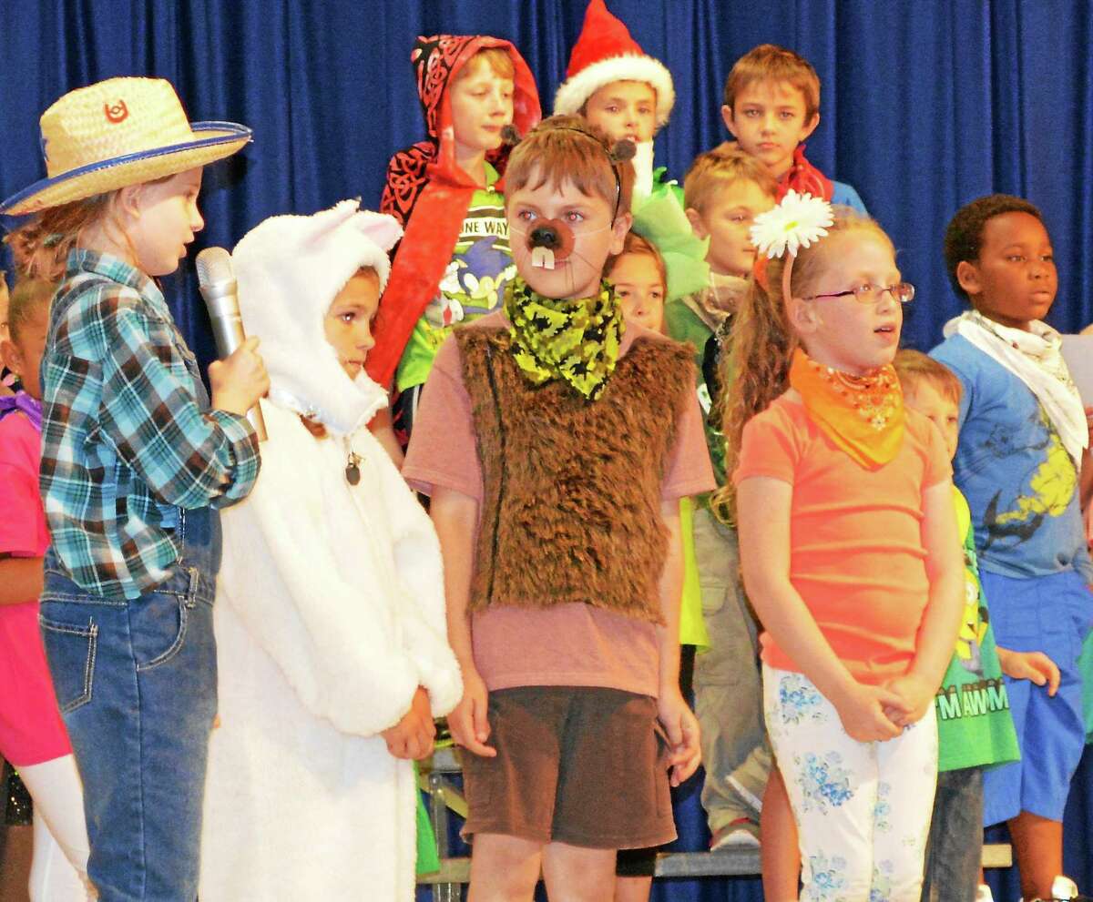 Second-grade students at Forbes School perform on Tuesday in their annual school play.