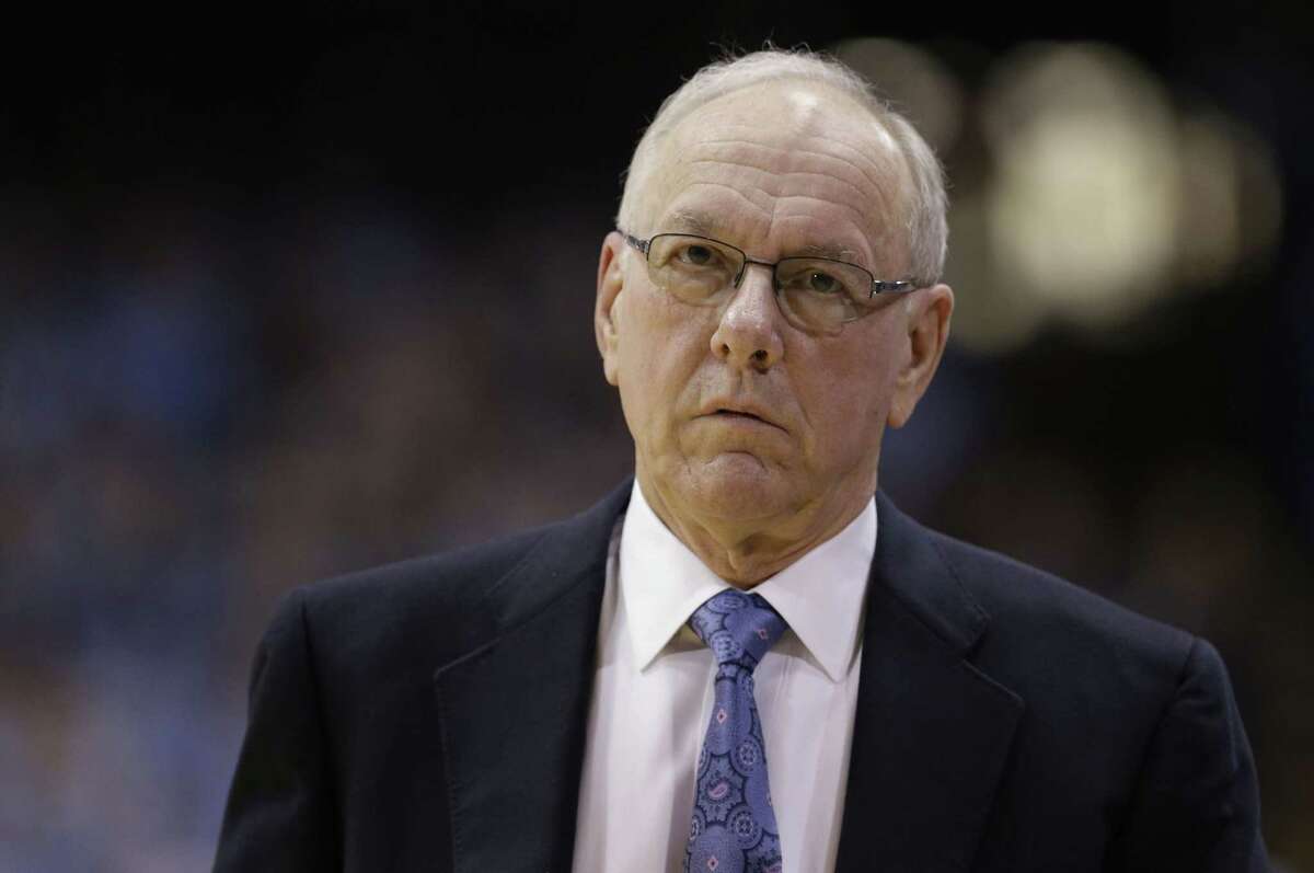 Syracuse coach Jim Boeheim walks along the sidelines during the first half of a game against North Carolina in Chapel Hill on Jan. 26.