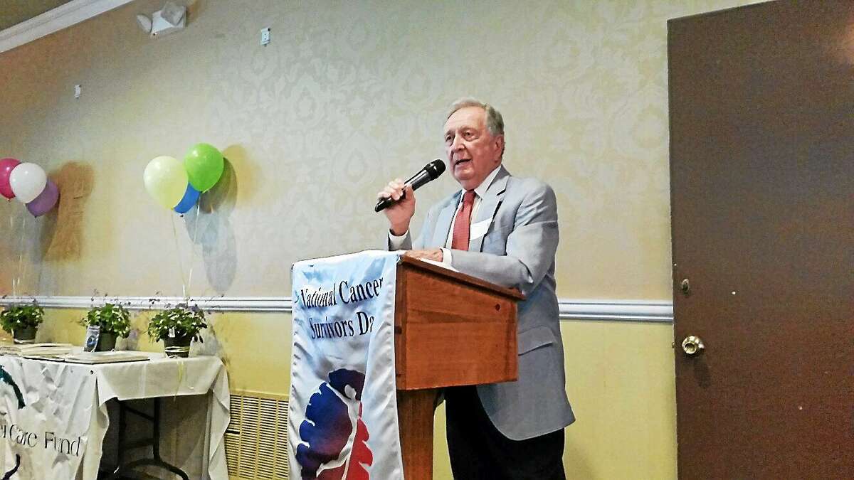Dr. Frank Vanoni of Litchfield gives an inspirational lecture at the 25th Annual Cancer Survivors Day on Sunday morning at P. Sam’s Bar and Grill in Torrington. About 150 people who have recovered from or who were living with cancer were served a brunch.