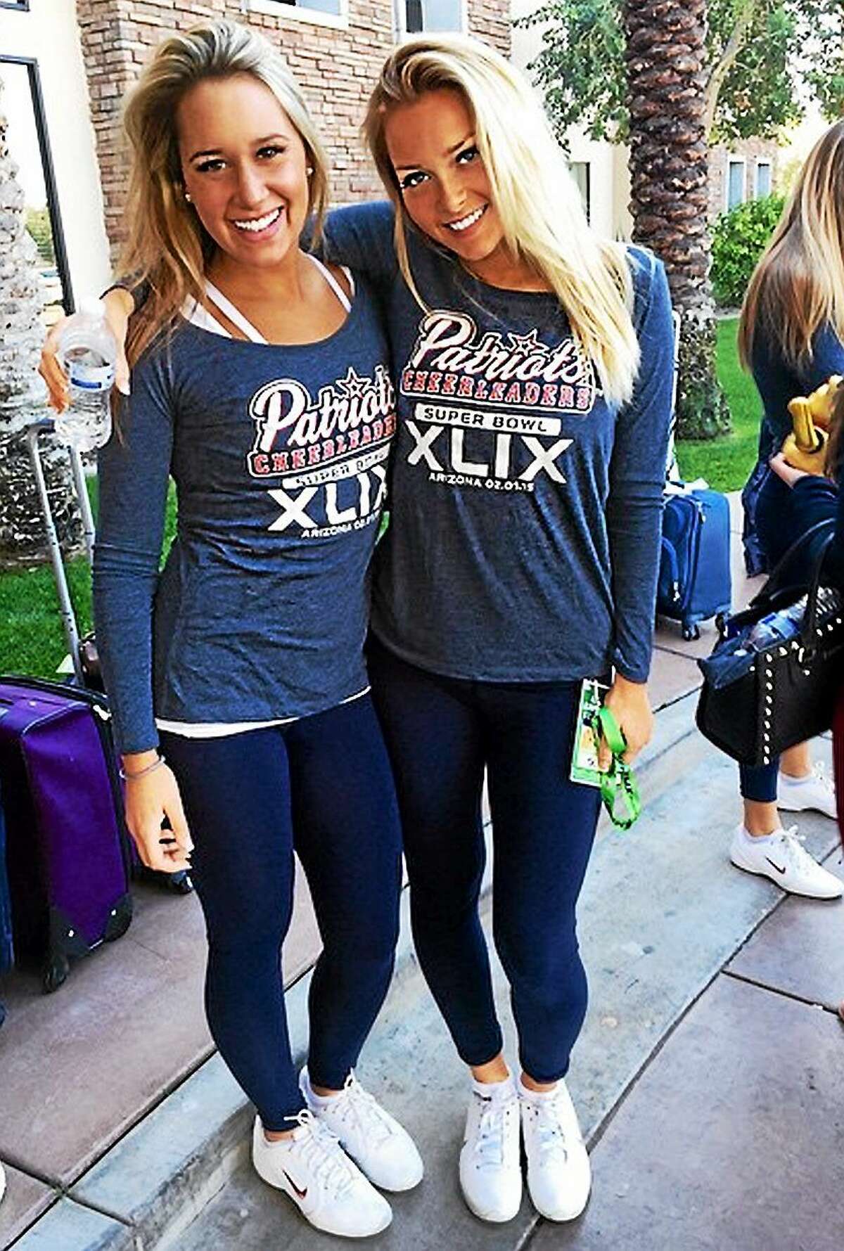 Patriot's cheerleaders Brittany Dickie left and Camille Kostek, right, of Killingworth from their photo on Instagram.