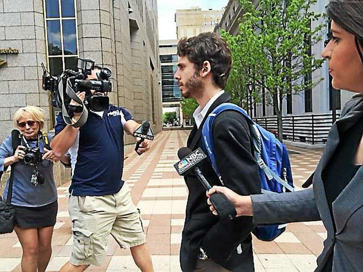 In this May 22 file photo, Eric Lonergan leaves court in New Haven.