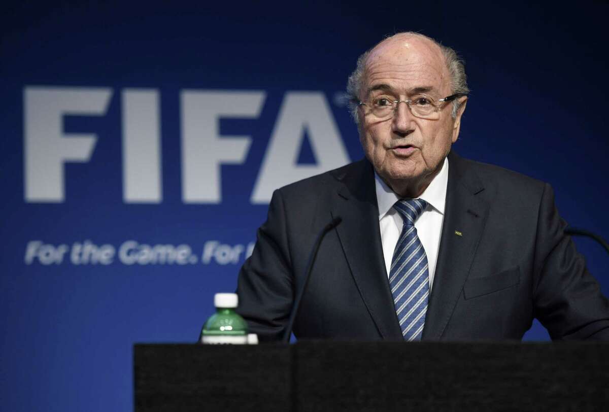 FIFA President Sepp Blatter speaks during a press conference at the FIFA headquarters in Zurich, Switzerland, Tuesday, June 2, 2015. FIFA President Sepp Blatter says he will resign from his position amid corruption scandal. (Ennio Leanza/Keystone via AP)