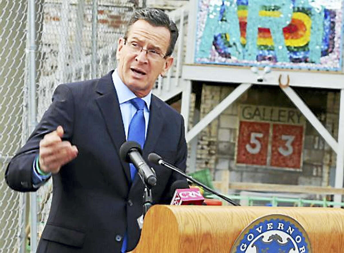 Gov. Dannel P. Malloy on Monday at the Meriden Train Station.