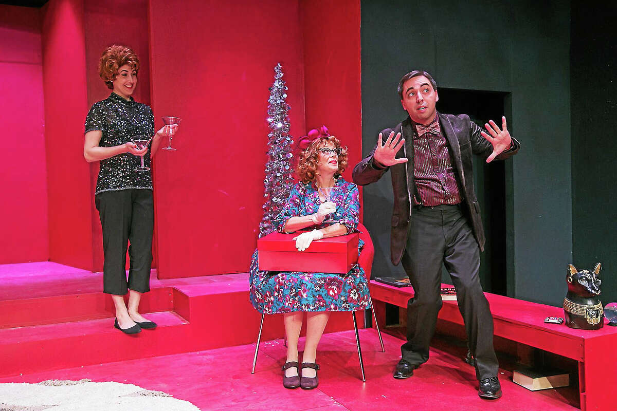 Photos by Richard Pettibone From left, Jenny Shuck, Jody Bayer, and Matt Austin in a scene from Bell, Book & Candle at TheatreWorks New Milford.