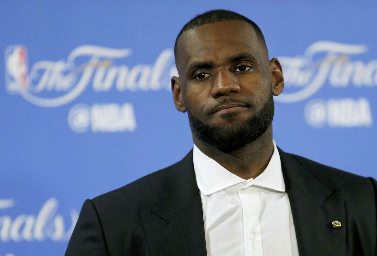 Cavaliers forward LeBron James speaks at a news conference after Game 2 of the NBA Finals on Sunday.