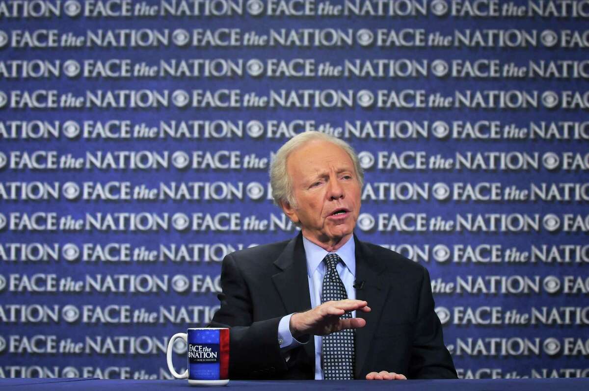 In this Sunday, April 22, 2012, photo provided by CBS News, then-Sen. Joseph Lieberman, I-Conn., speaks on CBS’s “Face the Nation” in Washington.