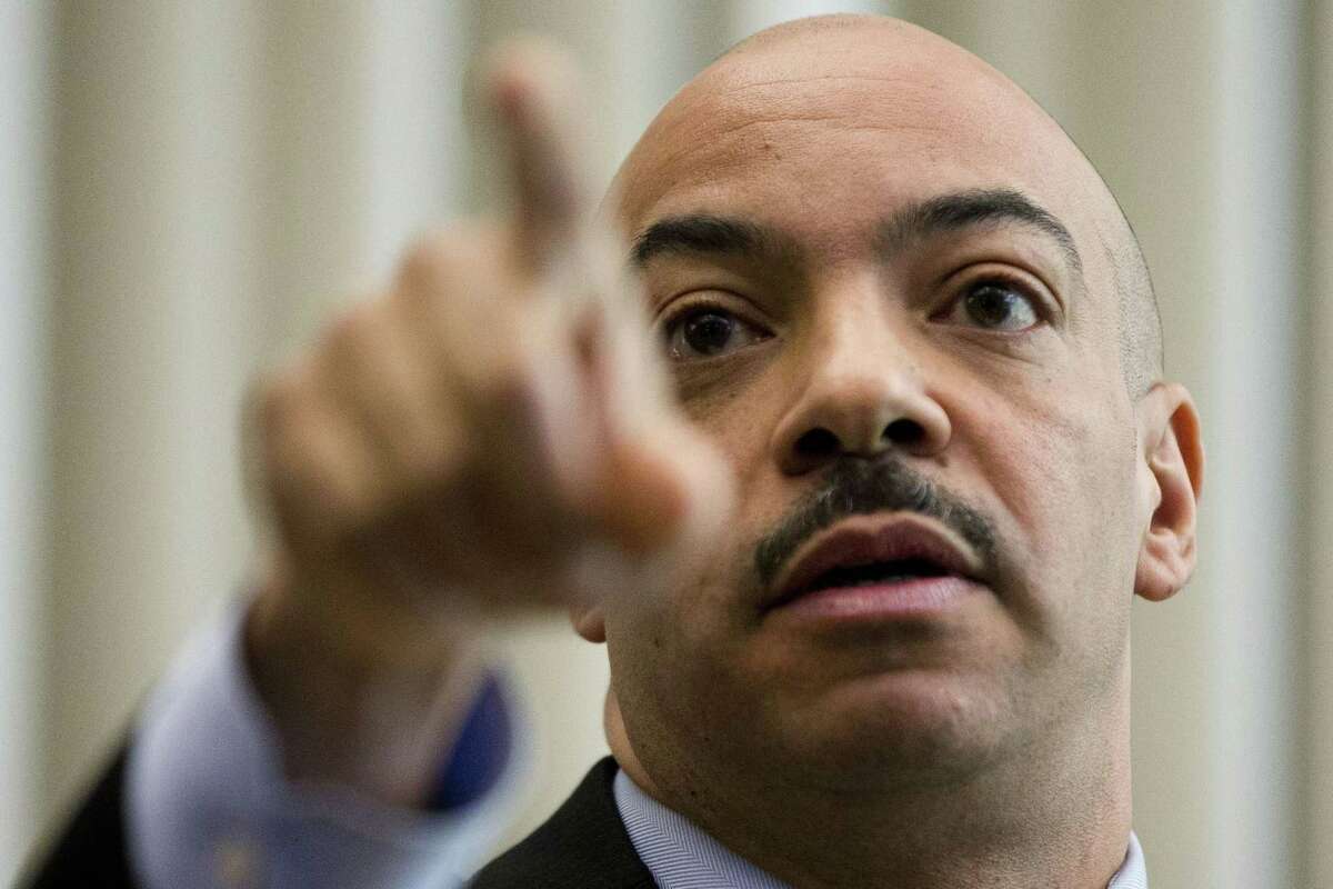 Philadelphia District Attorney Seth Williams gestures during a news conference Thursday, March 19, 2015, in Philadelphia. Williams says the fatal December 2014 police shooting of Brandon Tate-Brown during an early morning traffic stop was a tragedy but not a crime. (AP Photo/Matt Rourke)
