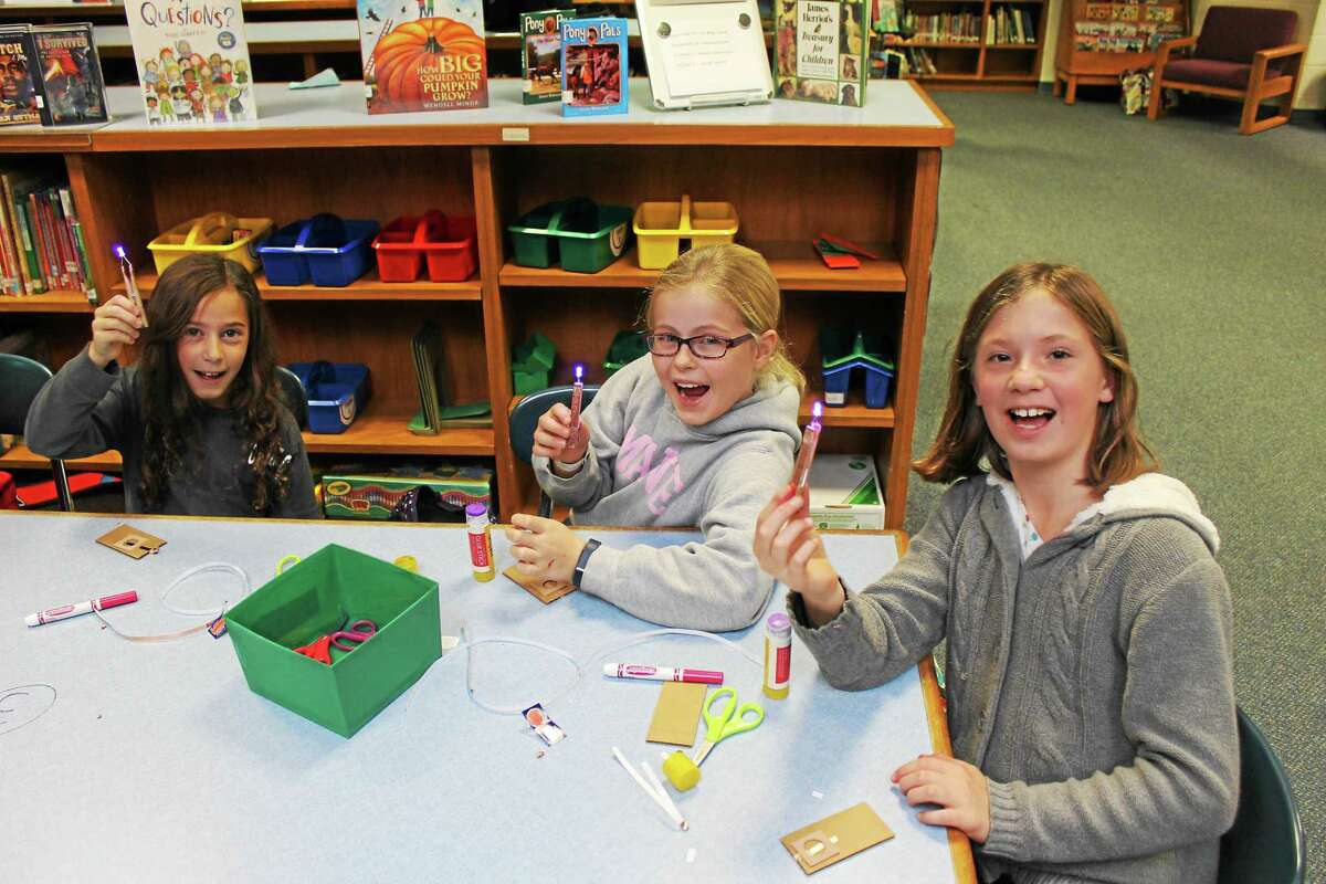 The Harwinton Consolidated School STEM Club meets on Wednesday afternoons in the school library.