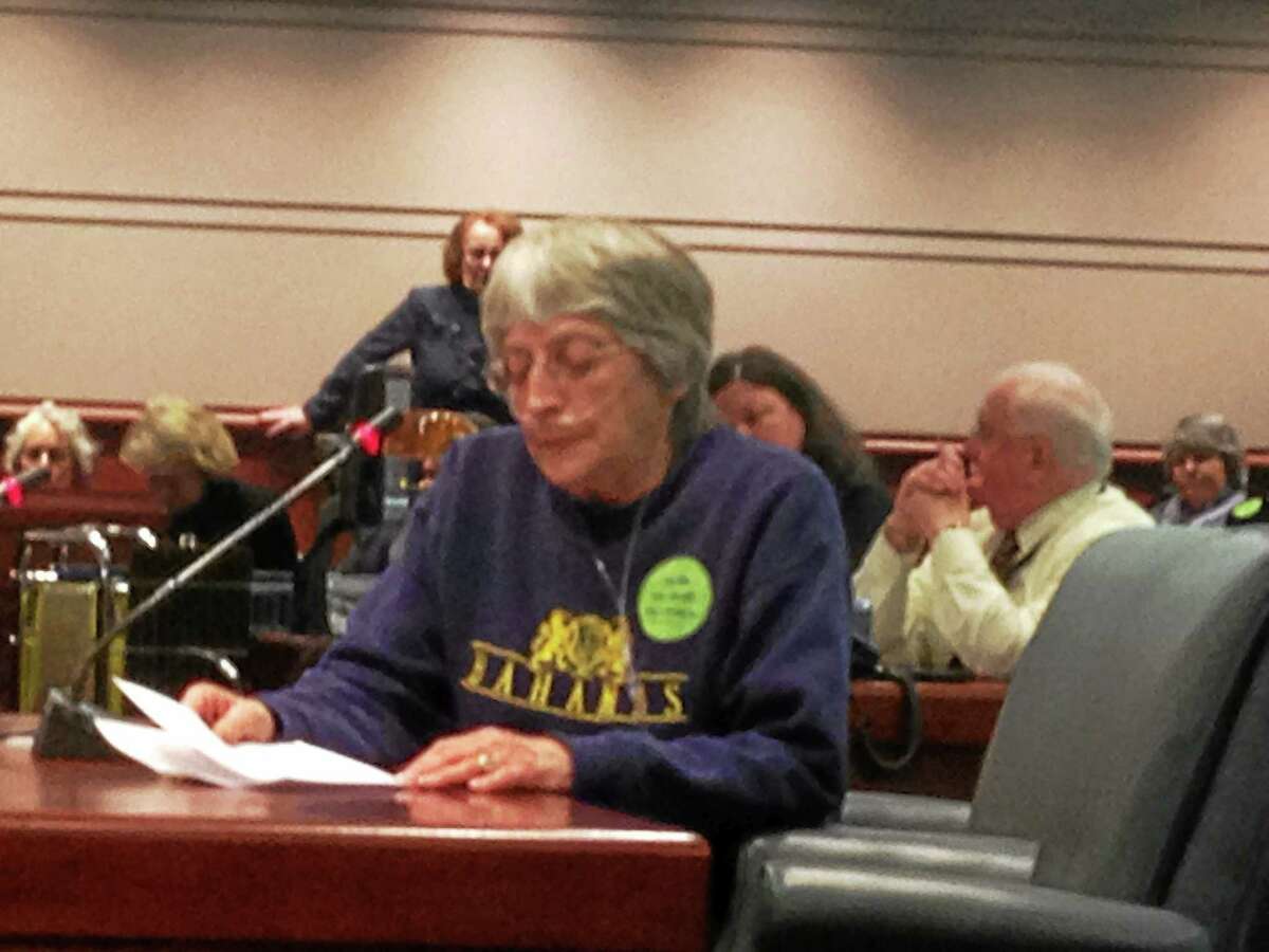 Jane Zajac of Windsor speaks in favor of the aid-in-dying bill before the Judiciary Committee Wednesday.