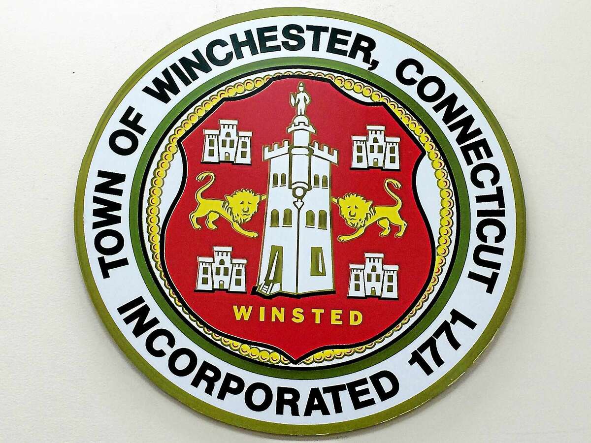 The Winchester / Winsted town seal, displayed on the wall at Town Hall.