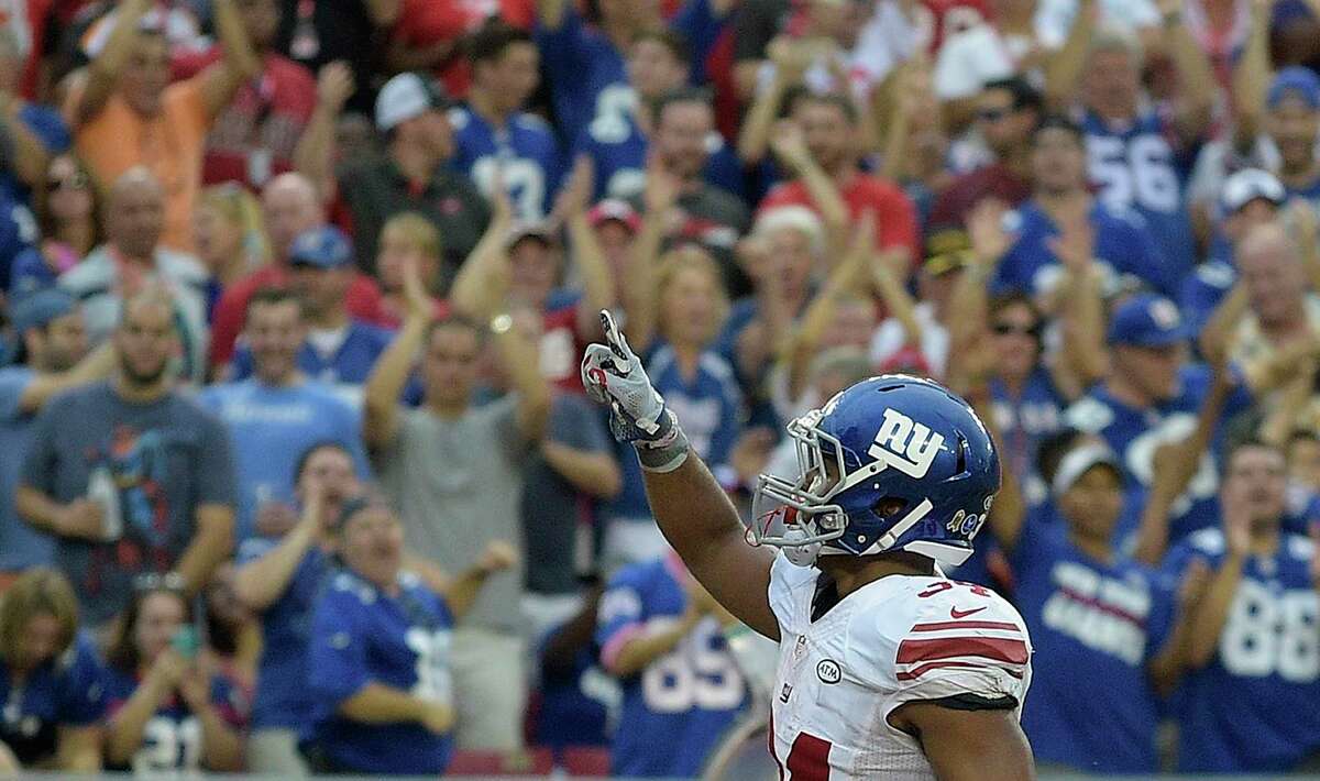 Giants running back Shane Vereen celebrates a touchdown against the Buccaneers last Sunday in Tampa, Fla.