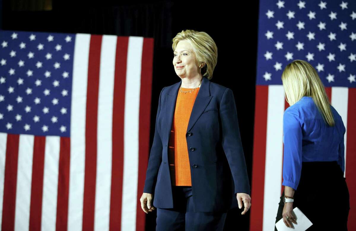 Democratic presidential candidate Hillary Clinton takes the stage to give an address on national security, Thursday, June 2, 2016, in San Diego, Calif.