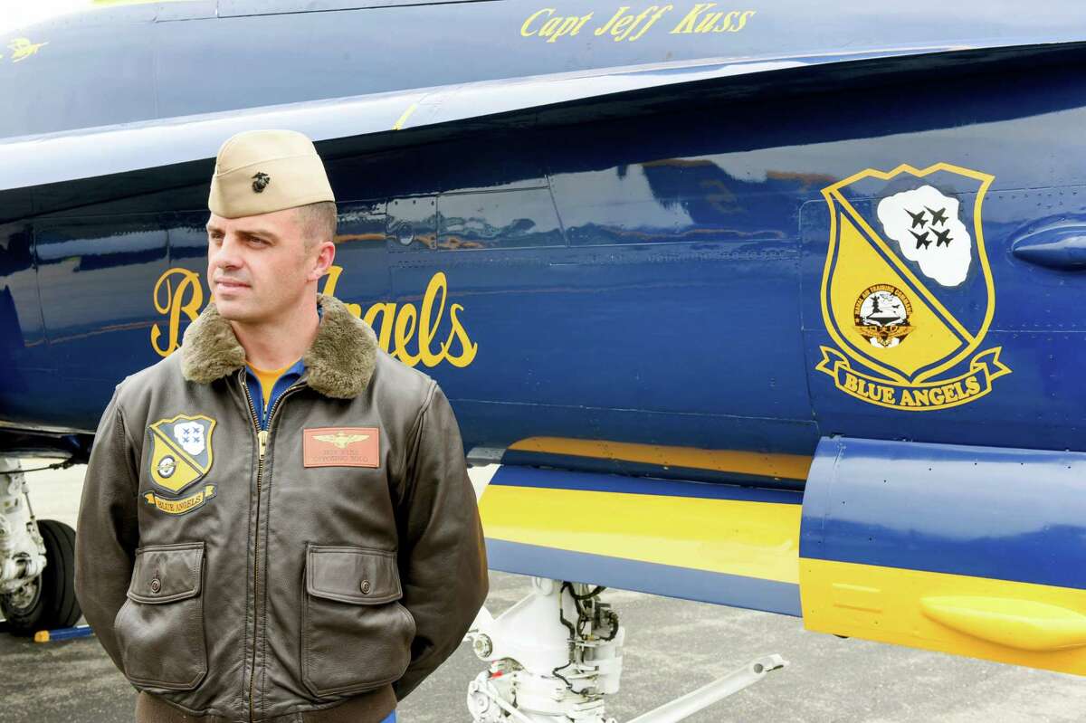 This May 19, 2016, photo shows Marine Capt. Jeff Kuss at an air show in Lynchburg, Va. A Blue Angels F/A-18 fighter jet crashed Thursday, June 2, near Nashville, Tenn., killing the pilot just days before a weekend air show performance, officials said. A U.S. official said the pilot was Kuss.