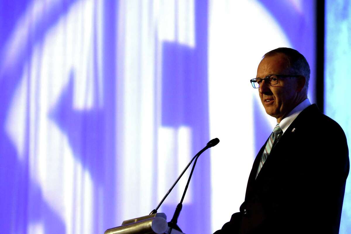 SEC commissioner Greg Sankey speaks during Southeastern Conference football media day on Monday in Hoover, Ala.