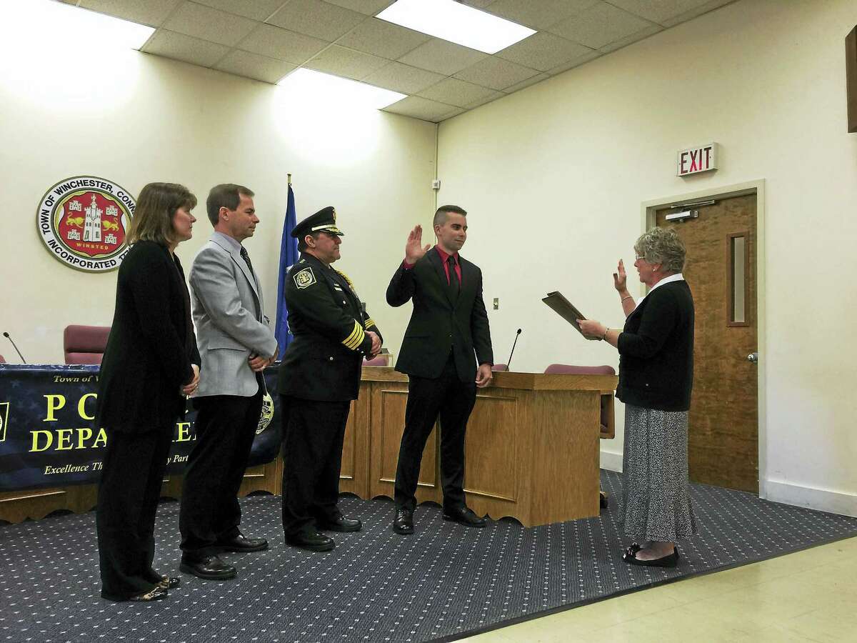 Ben Lambert - The Register CitizenNicholas C. Ryan was sworn-in as a member of the Winchester Police Department Wednesday morning.