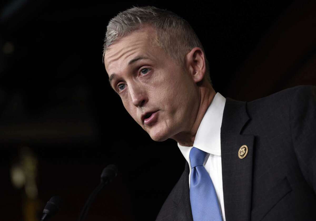 House Select Committee on Benghazi Chairman Rep. Trey Gowdy, R-S.C. speaks at a news conference on Capitol Hill in Washington, Tuesday, March 3, 2015, about former Secretary of State Hillary Rodham Clinton using her personal email account for official business. A spokesman for Clinton says there was nothing illegal or improper about her use of a personal email account during her time as Secretary of State, rather than a government-issued email address. The practice could hamper efforts to archive official government documents required by law. (AP Photo/Susan Walsh)