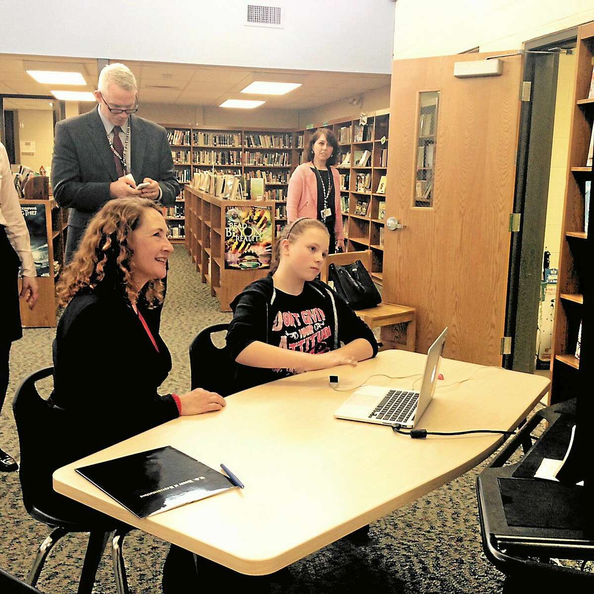 Congresswoman Elizabeth Esty toured Wamogo Regional High School’s Makerspace Wednesday to see how students at work in the innovative space.