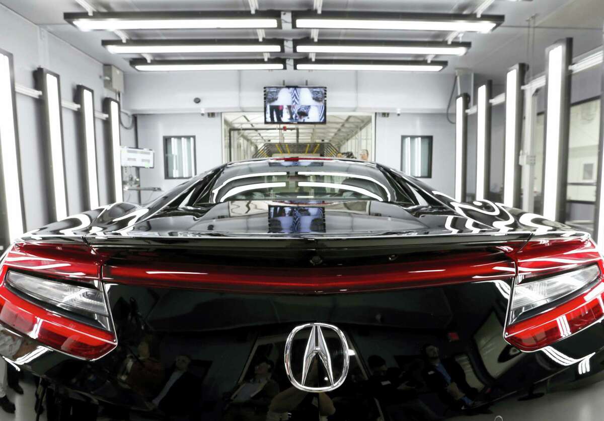In this March 9, 2016 photo, the NSX, Acura’s next-generation supercar, sits in the final inspection room in Acura’s new Performance Manufacturing Center in Marysville, Ohio. The next generation of Acura’s top-of-the-line NSX is ready to begin full production in Ohio in late April.