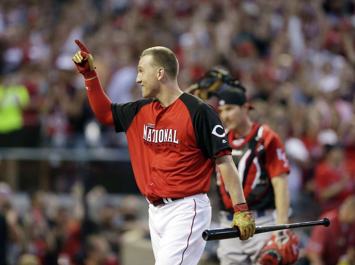Todd Frazier reacts during the Home Run Derby Monday in Cincinnati.