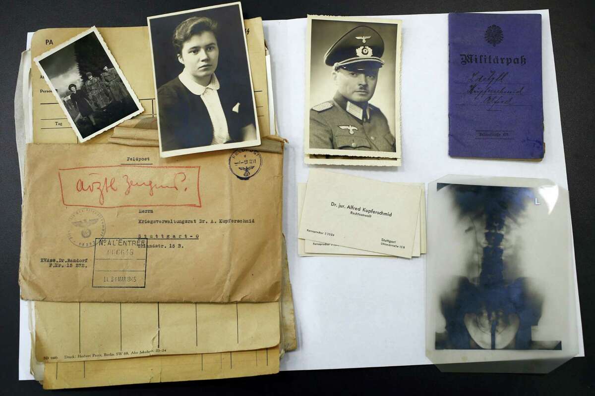AP Photo/Francois Mori The files of a Nazi German officer, stored for years in the archives rooms of the medieval castle of Vincennes, are displayed in Vincennes, east of Paris, Wednesday, March 16, 2016. A team of French historians unveiled Wednesday some secret services’ archives from WWII, letters, reports, cables and photos from the rival intelligence agencies of the French Resistance, the collaborationist Vichy regime and the Nazi German authorities.