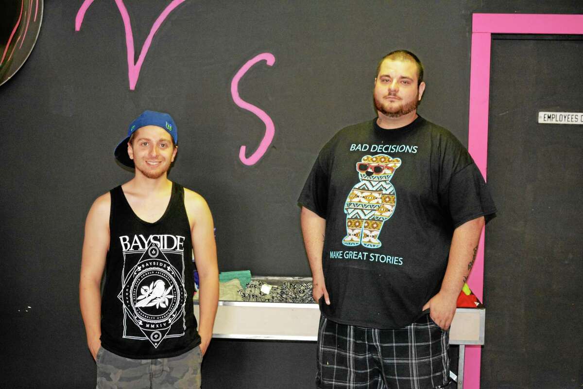 Dylan Stewart and Joshua Veilleux, who recently opened V.S., a clothing store at 169 East Main St. in Torrington.