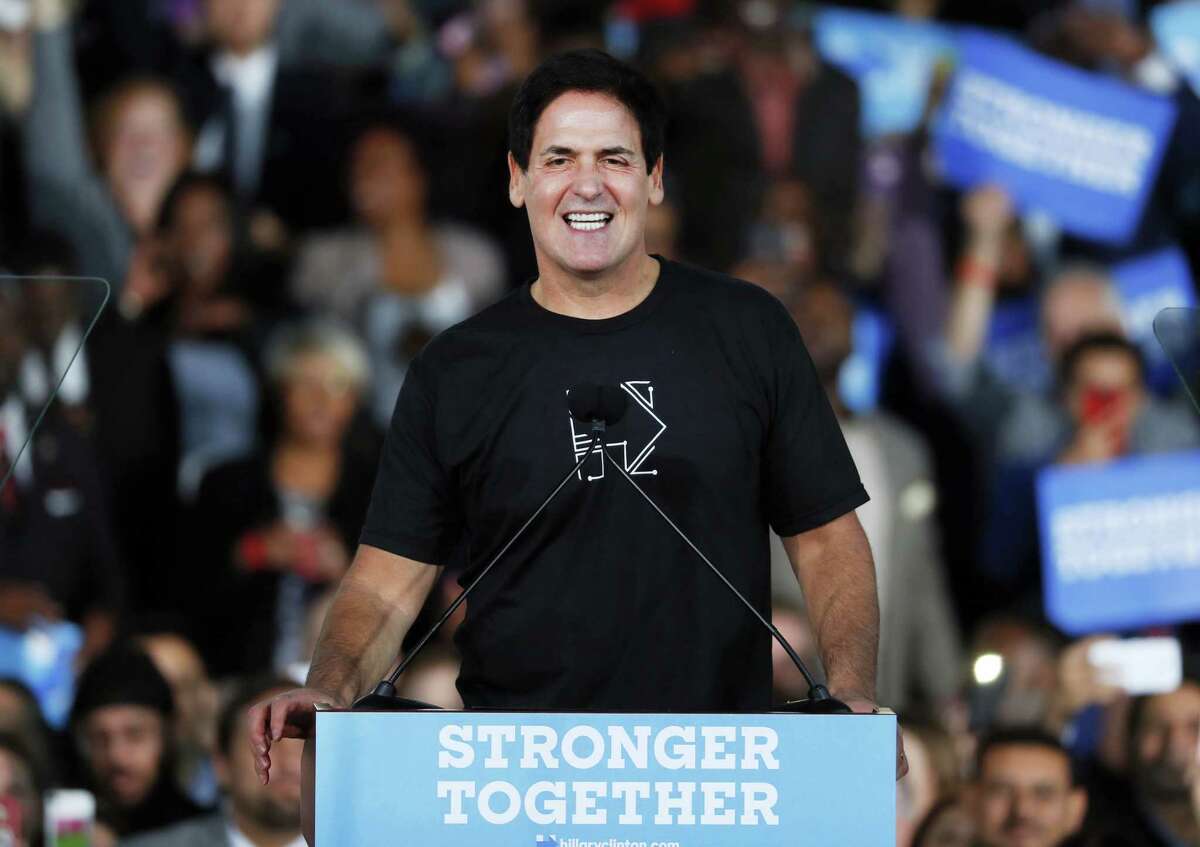 In this Nov. 4, 2016, file photo, Mark Cuban, owner of the NBA basketball Dallas Mavericks, speaks at a campaign rally for Democratic presidential candidate Hillary Clinton in Detroit. Cuban says the team’s decision not to stay at Donald Trump-branded hotels in New York and Chicago was made before the presidential election. The billionaire technology entrepreneur declined Wednesday, Nov. 17, 2016, to elaborate on the decision, telling The Associated Press it “was made months ago. Not recently.”