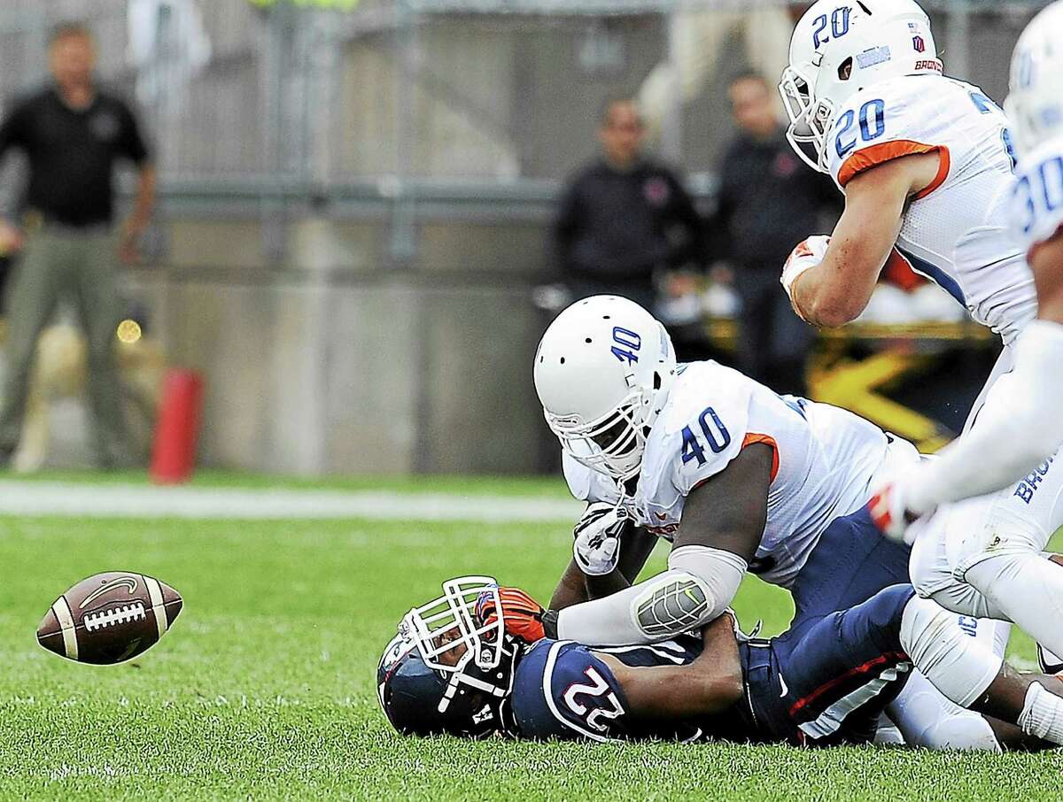 UConn running back Arkeel Newsome of Ansonia hopes to put his freshman-season fumbling issues behind him.
