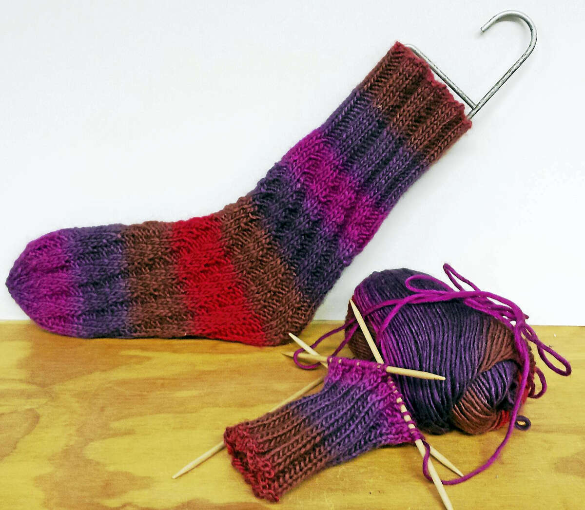 Photo by Ginger BalchSpiral socks are easy to make.