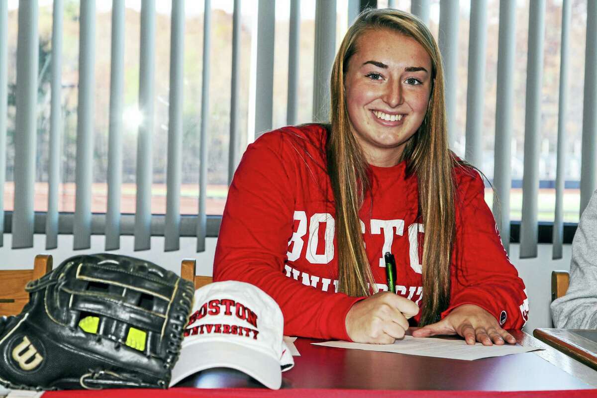 Torrington pitcher Ali DuBois signed her letter of intent for Boston University Monday afternoon. DuBois had a 0.861 ERA in 155 innings for the Red Raiders last year, striking out 269 batters with a .455 average at bat.