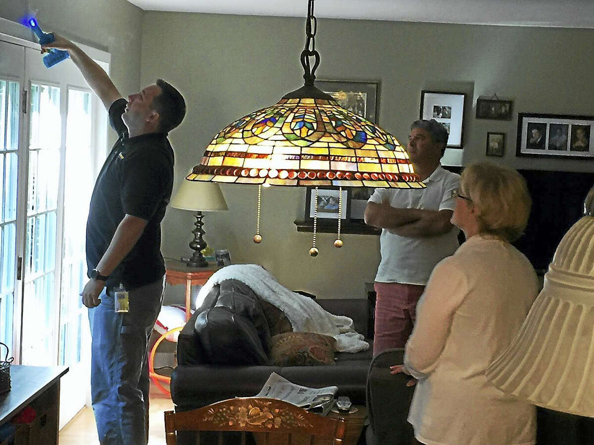 Ben Lambert - The Register CitizenAn energy audit was conducted at the home of Mayor Elinor Carbone Wednesday morning in Torrington.
