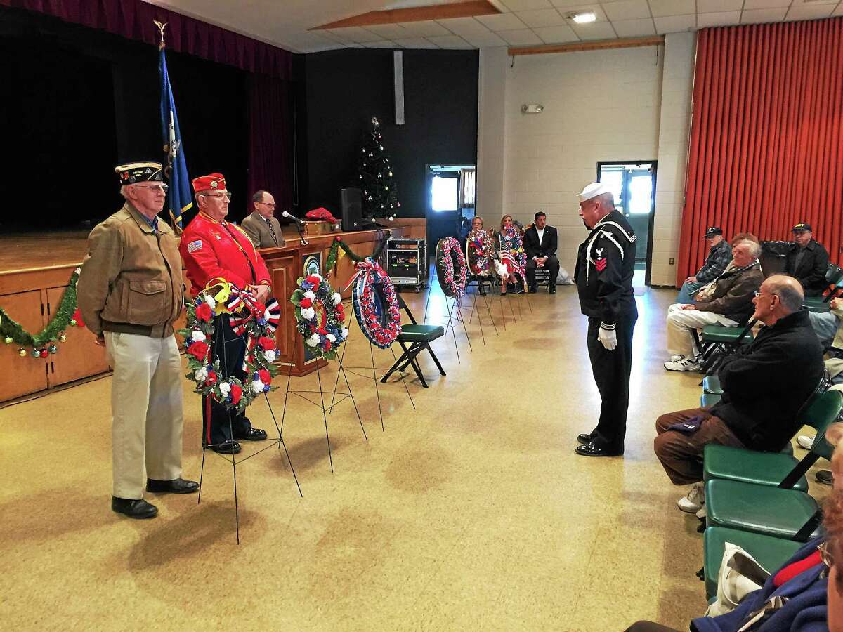 BEN LAMBERT — THE REGISTER CITIZEN Torrington held a ceremony Monday afternoon marking the 74th anniversary of the attack on Pearl Harbor.