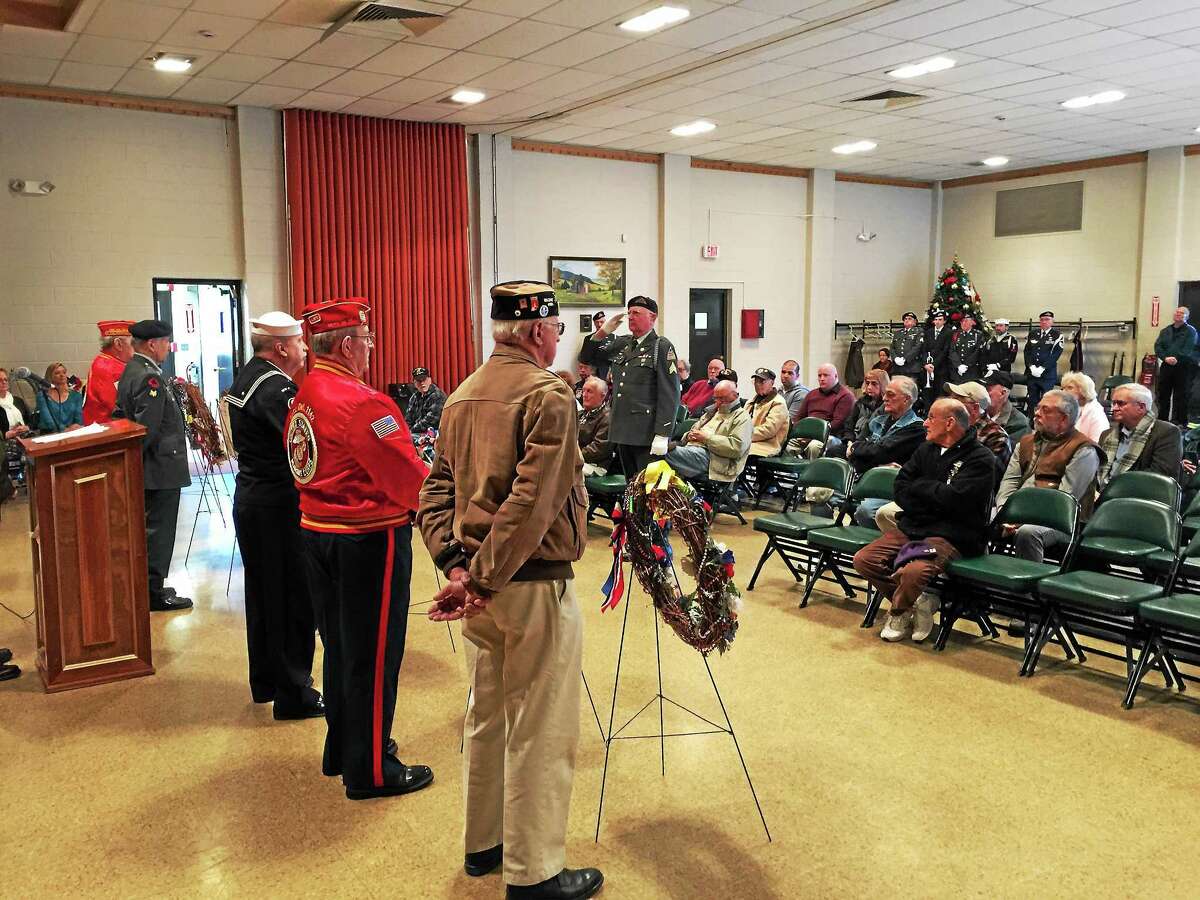BEN LAMBERT — THE REGISTER CITIZEN Torrington held a ceremony Monday afternoon marking the 74th anniversary of the attack on Pearl Harbor.