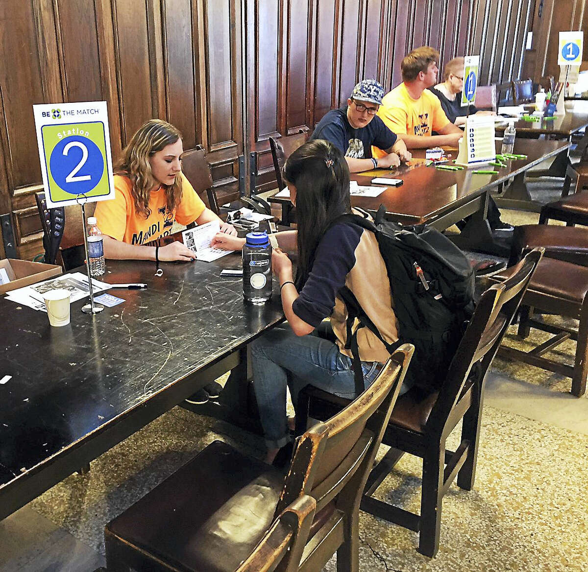 Volunteers sign up at the annual Mandi Schwartz Marrow Donor Registration Drive at Yale.