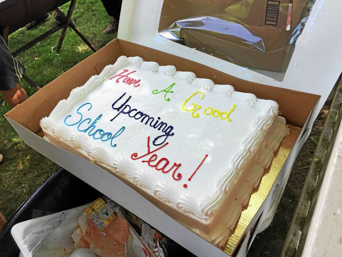 The cake in question, served at the 2015 end-of-summer cookout put on by Tuttle-Burns American Legion Post 43 in Winsted.