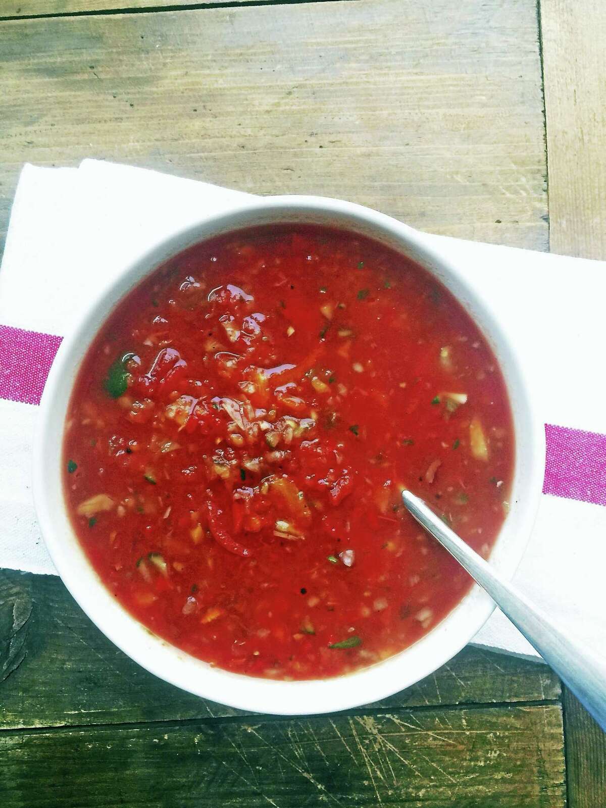 Roasted tomato gazpacho is perfect for summer.